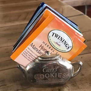 Vintage Twinings of London Carr's Cookies Silver Plated Tea Bag Holder